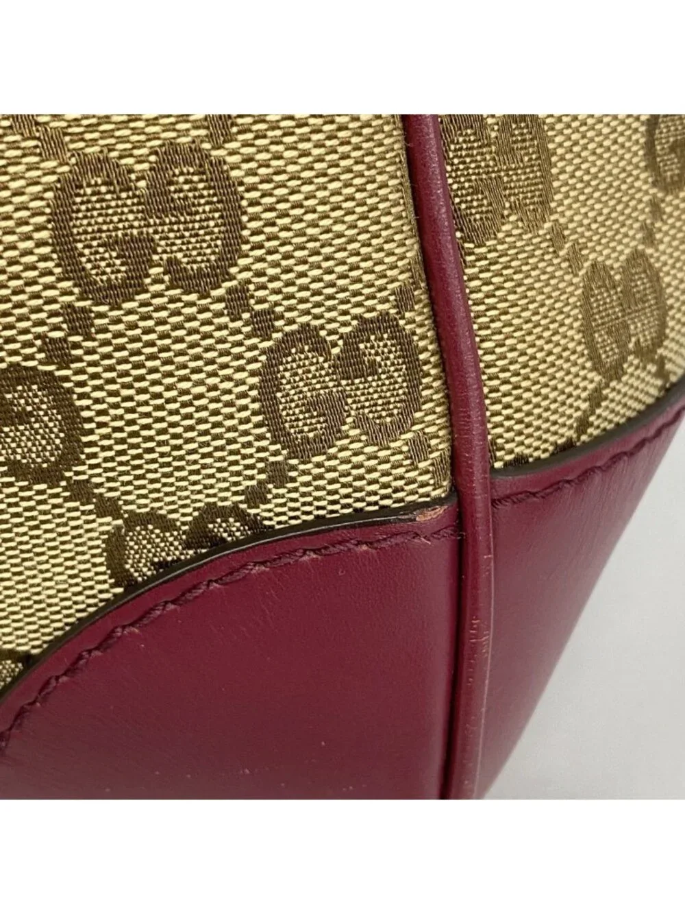 Gucci Tote GG Canvas Brown Bordeaux Champagne Gold